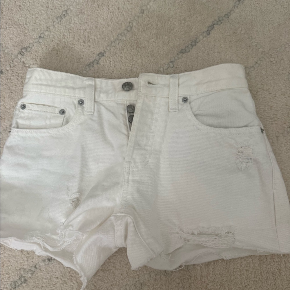 We The Free White Distressed Jean Shorts